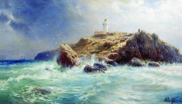 Lagorio Oil Painting - a lighthouse 1895 Lev Lagorio marine seascape